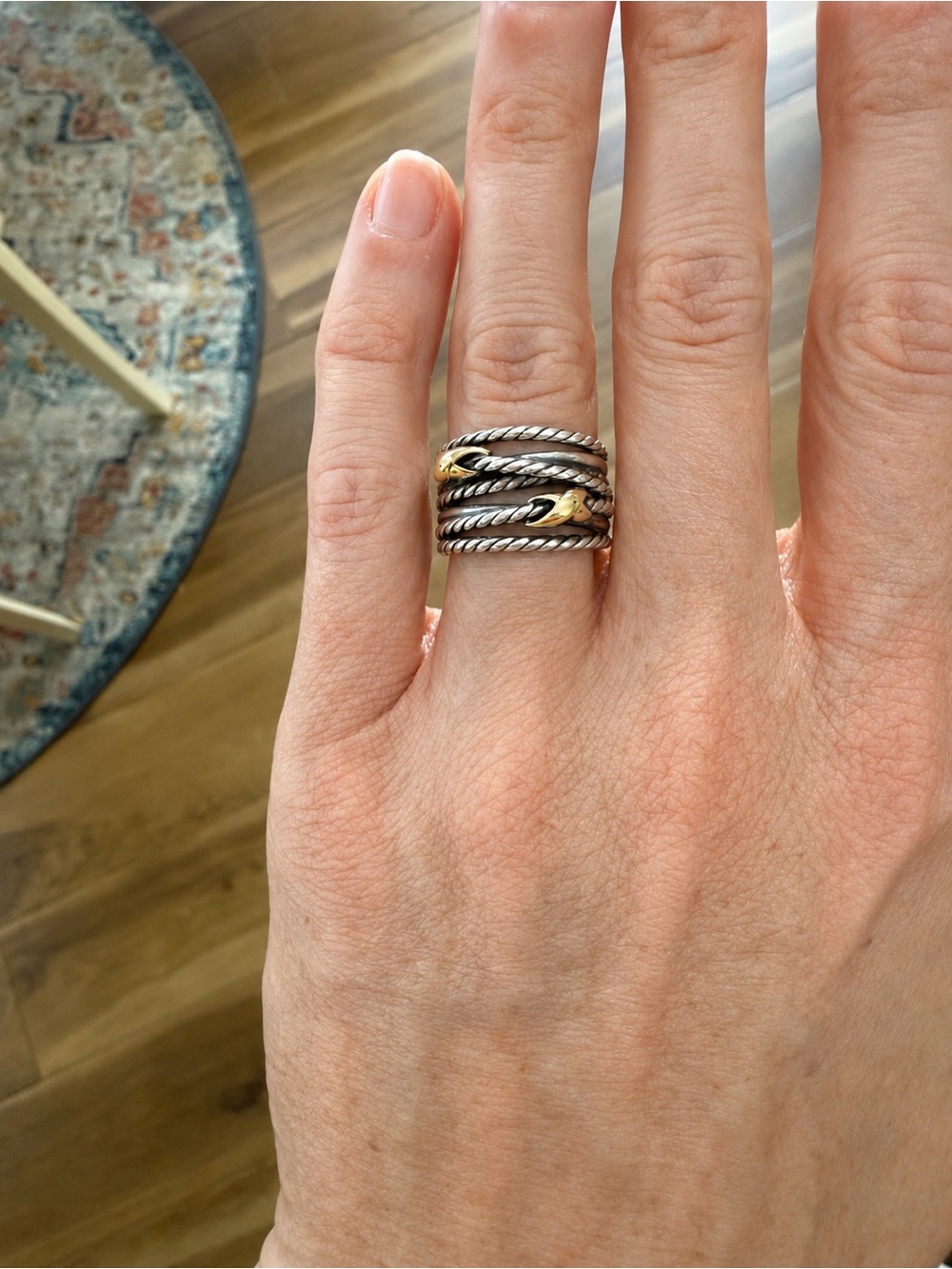 David Yurman Double X Crossover Ring - Sz 5.5